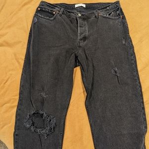 Abercrombie & Fitch The Dad black distressed jeans size 33L / 16L women's